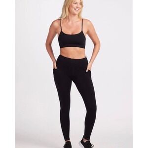 Woolx Piper Tall Black Merino Wool Blend Pocket Leggings Womens Large